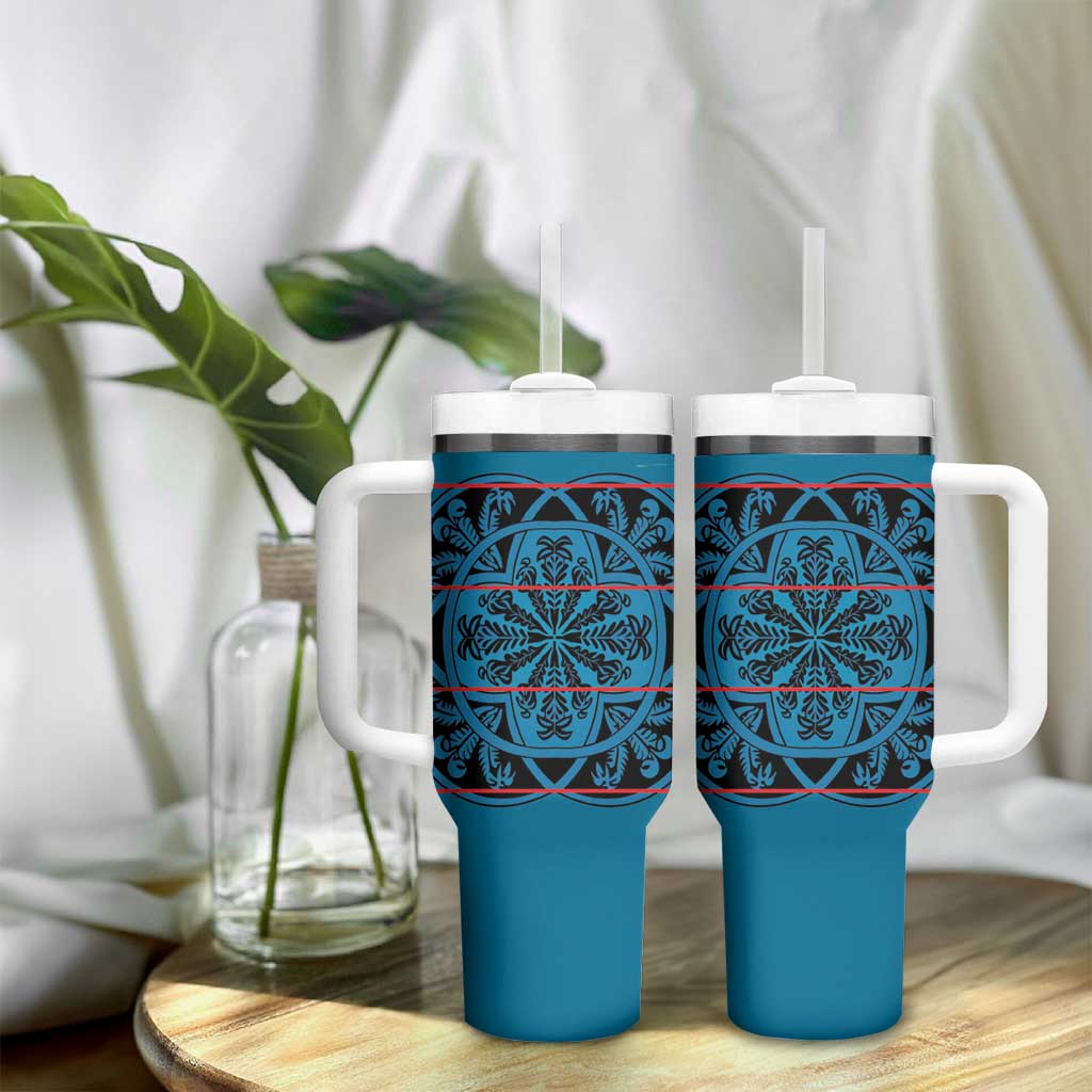 Basotho Blanket Tumbler With Handle Lesotho Kharetsa Seanamarena Heritage - Blue - African Pride