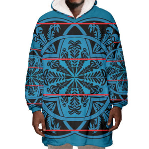 Basotho Blanket Wearable Blanket Hoodie Lesotho Kharetsa Seanamarena Heritage - Blue - African Pride