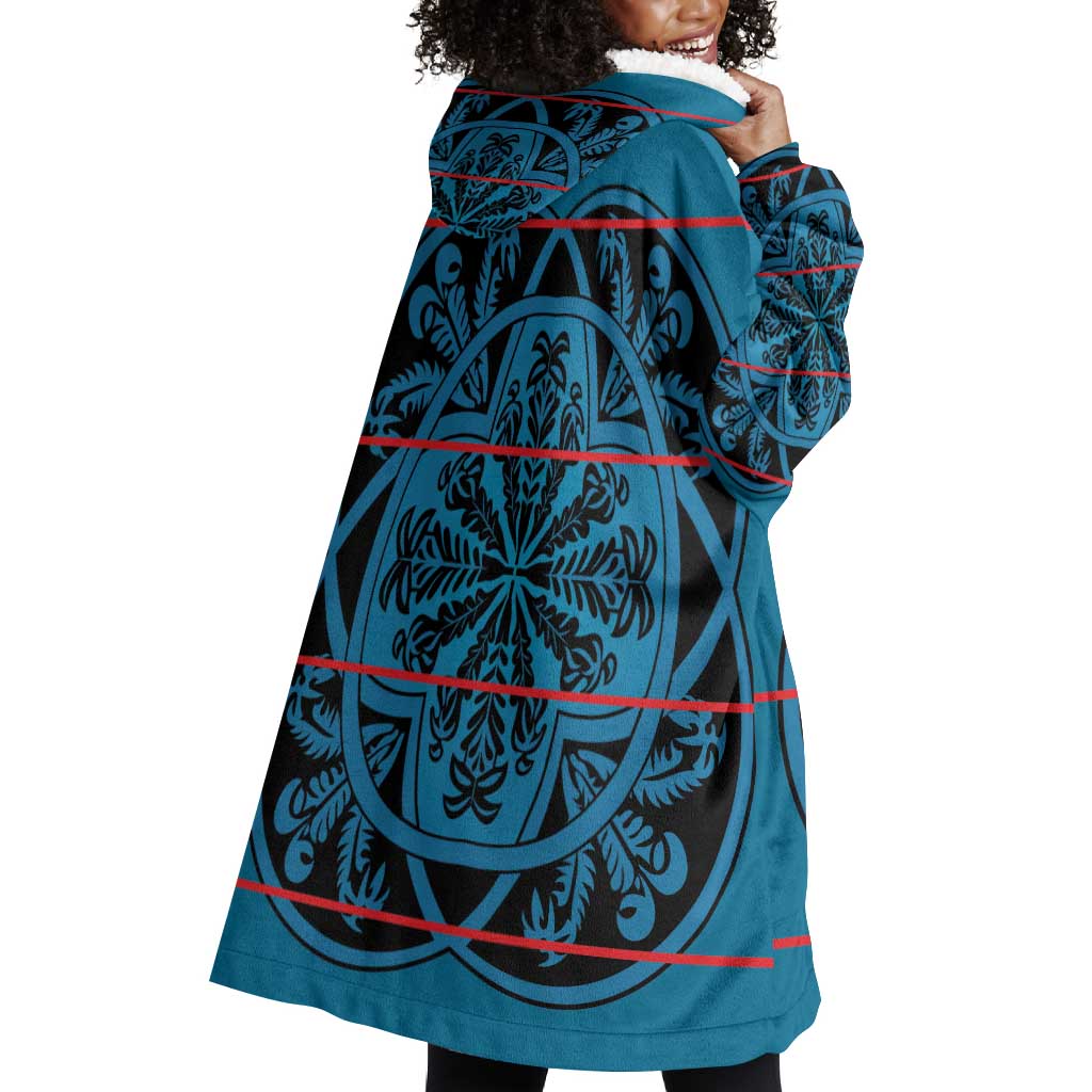 Basotho Blanket Wearable Blanket Hoodie Lesotho Kharetsa Seanamarena Heritage - Blue - African Pride