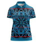 Basotho Blanket Women Polo Shirt Lesotho Kharetsa Seanamarena Heritage - Blue - African Pride