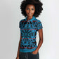 Basotho Blanket Women Polo Shirt Lesotho Kharetsa Seanamarena Heritage - Blue - African Pride