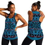 Basotho Blanket Women Racerback Tank Lesotho Kharetsa Seanamarena Heritage - Blue - African Pride