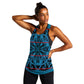 Basotho Blanket Women Racerback Tank Lesotho Kharetsa Seanamarena Heritage - Blue - African Pride