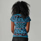 Basotho Blanket Women V-Neck T-Shirt Lesotho Kharetsa Seanamarena Heritage - Blue - African Pride