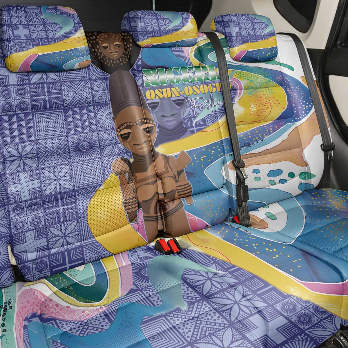 Nigeria Osun-Osogbo Festival Back Car Seat Cover Oshun God - Yoruba Pattern - African Pride
