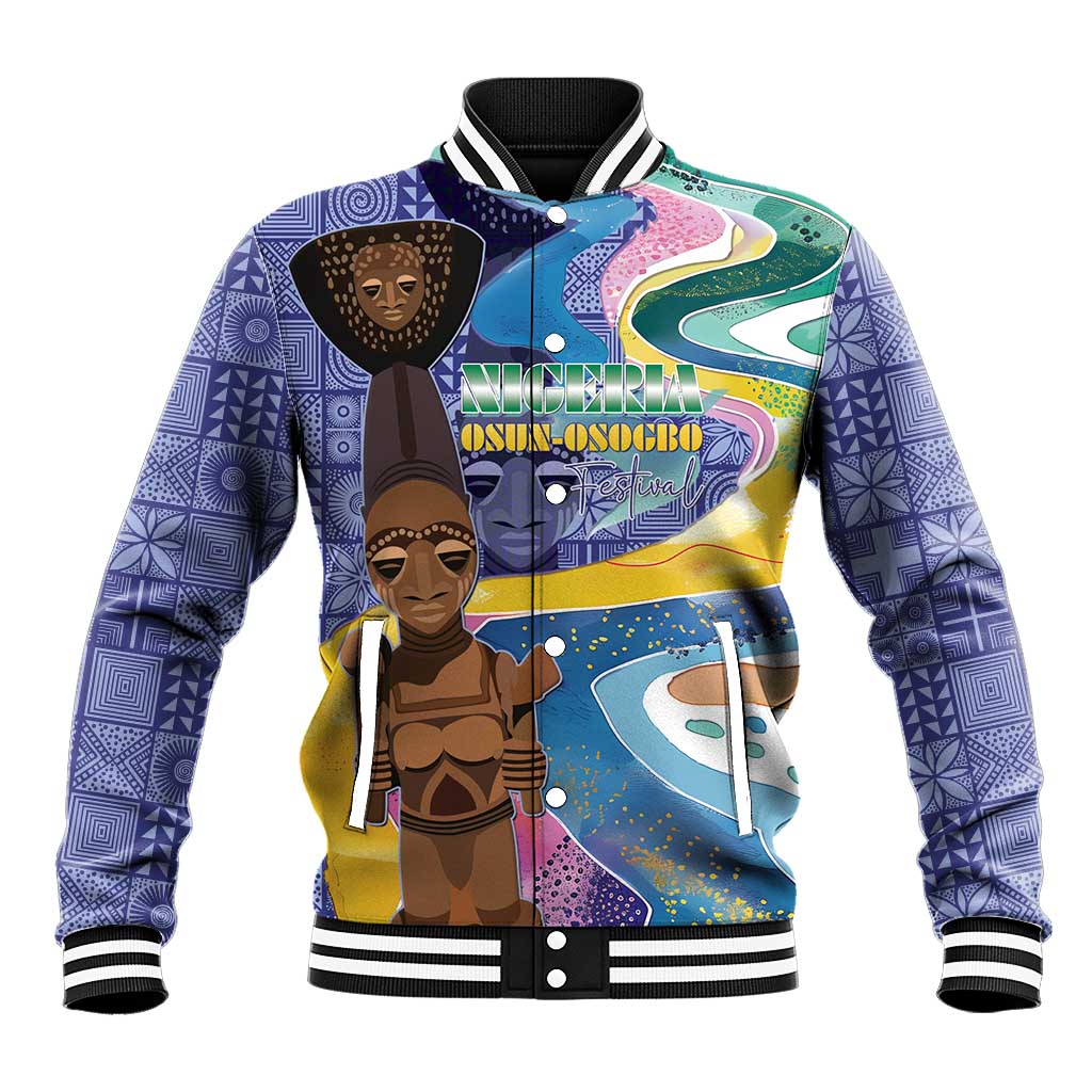Nigeria Osun-Osogbo Festival Baseball Jacket Oshun God - Yoruba Pattern - African Pride