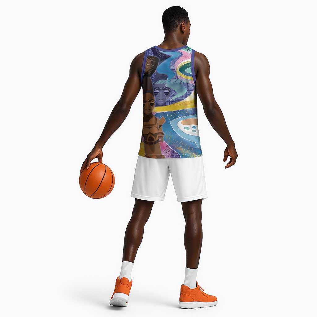 Nigeria Osun-Osogbo Festival Basketball Jersey Oshun God - Yoruba Pattern - African Pride