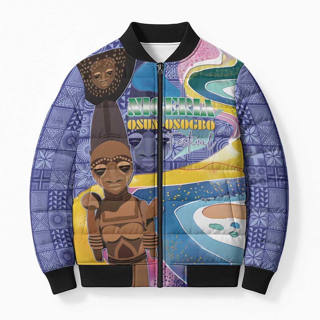 Nigeria Osun-Osogbo Festival Bomber Puffer Jacket Oshun God - Yoruba Pattern