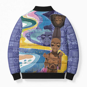 Nigeria Osun-Osogbo Festival Bomber Puffer Jacket Oshun God - Yoruba Pattern