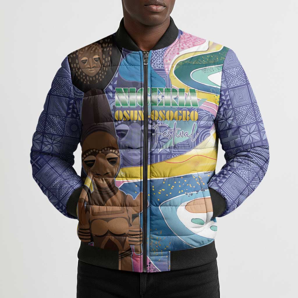 Nigeria Osun-Osogbo Festival Bomber Puffer Jacket Oshun God - Yoruba Pattern