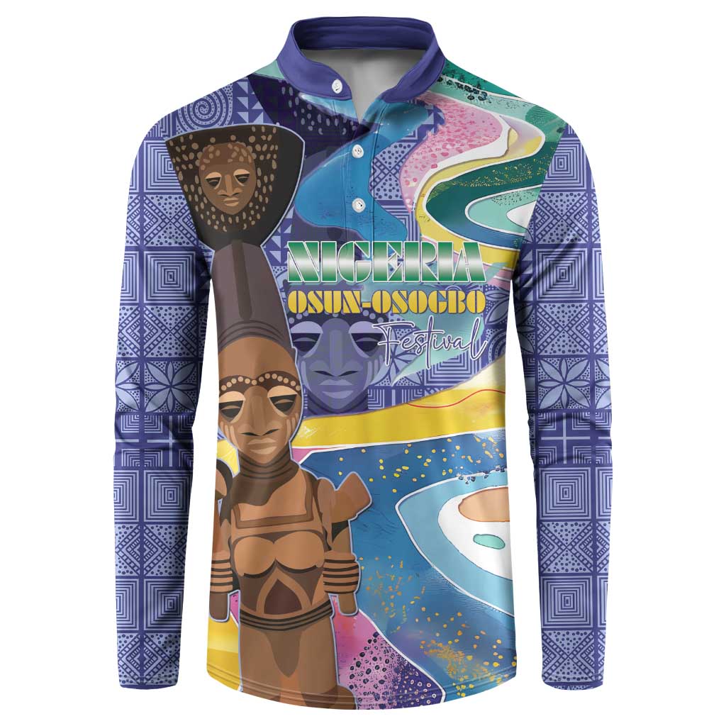Nigeria Osun-Osogbo Festival Button Sweatshirt Oshun God - Yoruba Pattern