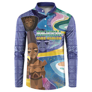 Nigeria Osun-Osogbo Festival Button Sweatshirt Oshun God - Yoruba Pattern