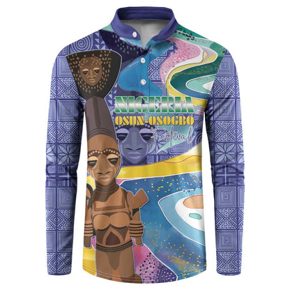 Nigeria Osun-Osogbo Festival Button Sweatshirt Oshun God - Yoruba Pattern