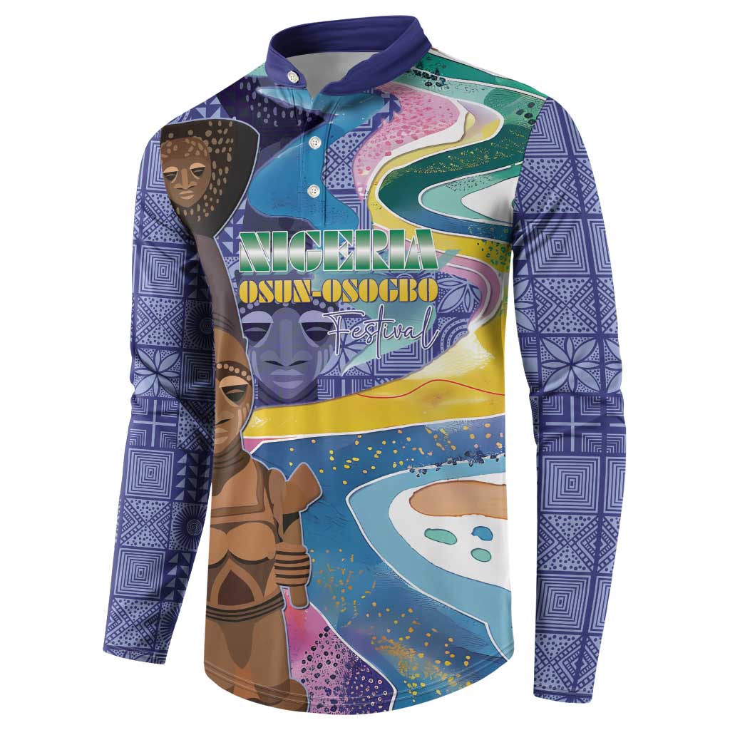 Nigeria Osun-Osogbo Festival Button Sweatshirt Oshun God - Yoruba Pattern