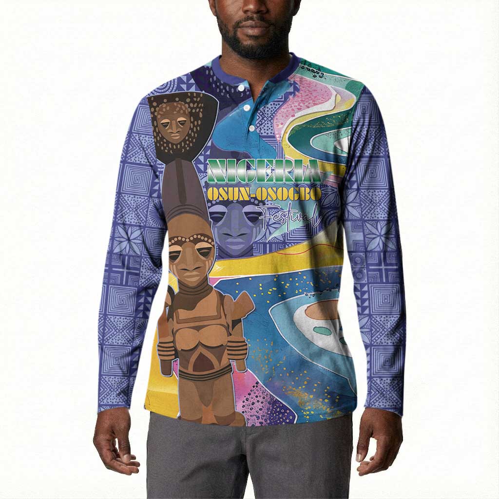 Nigeria Osun-Osogbo Festival Button Sweatshirt Oshun God - Yoruba Pattern