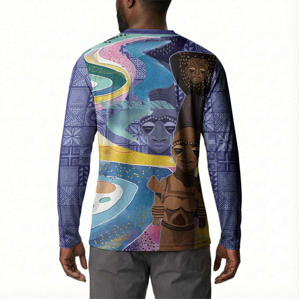 Nigeria Osun-Osogbo Festival Button Sweatshirt Oshun God - Yoruba Pattern