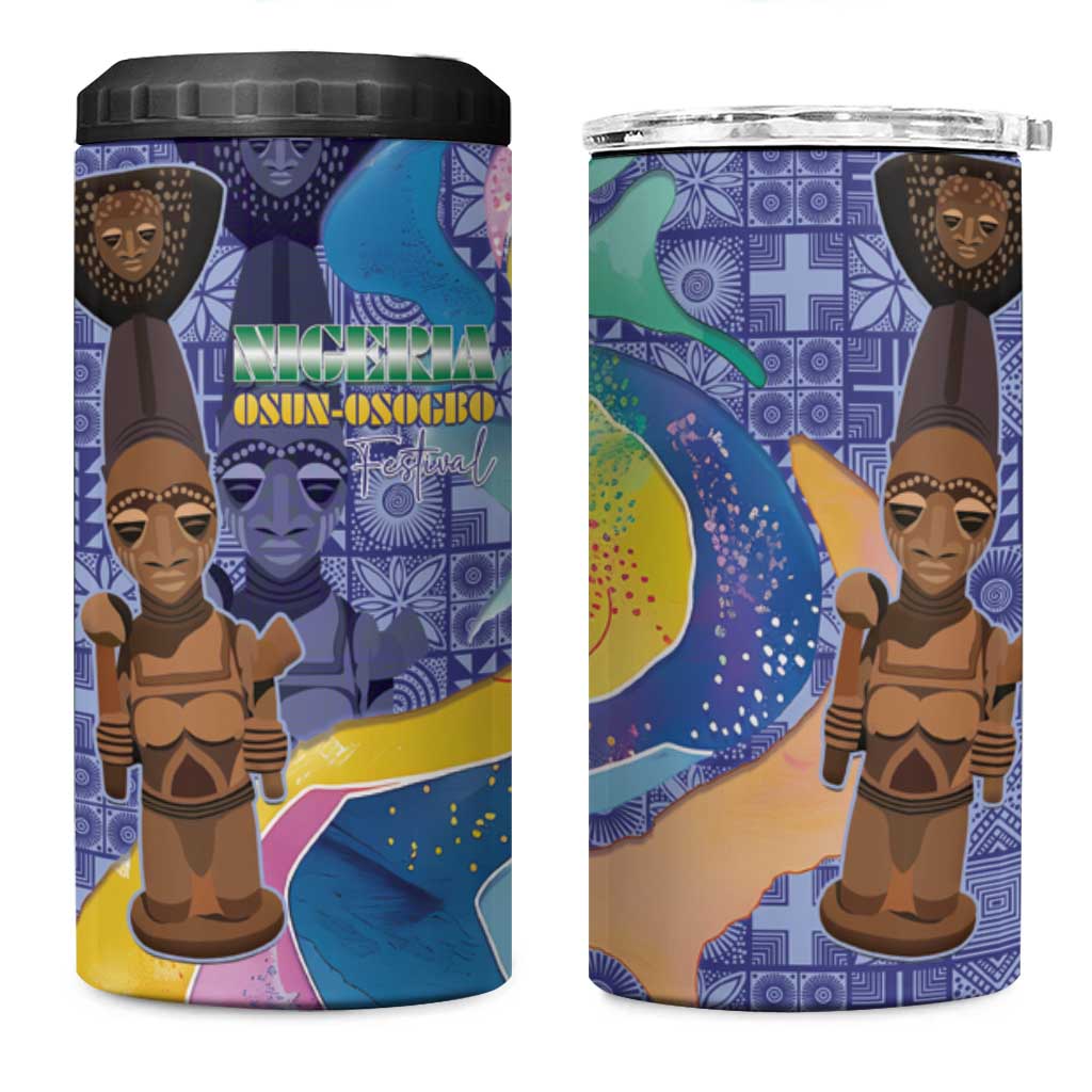 Nigeria Osun-Osogbo Festival 4 in 1 Can Cooler Tumbler Oshun God - Yoruba Pattern - African Pride