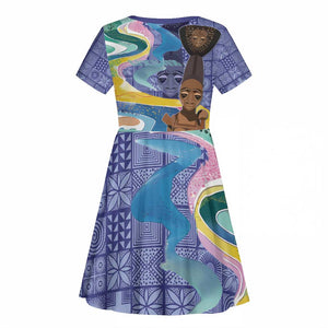 Nigeria Osun-Osogbo Festival Kid Short Sleeve Dress Oshun God - Yoruba Pattern - African Pride