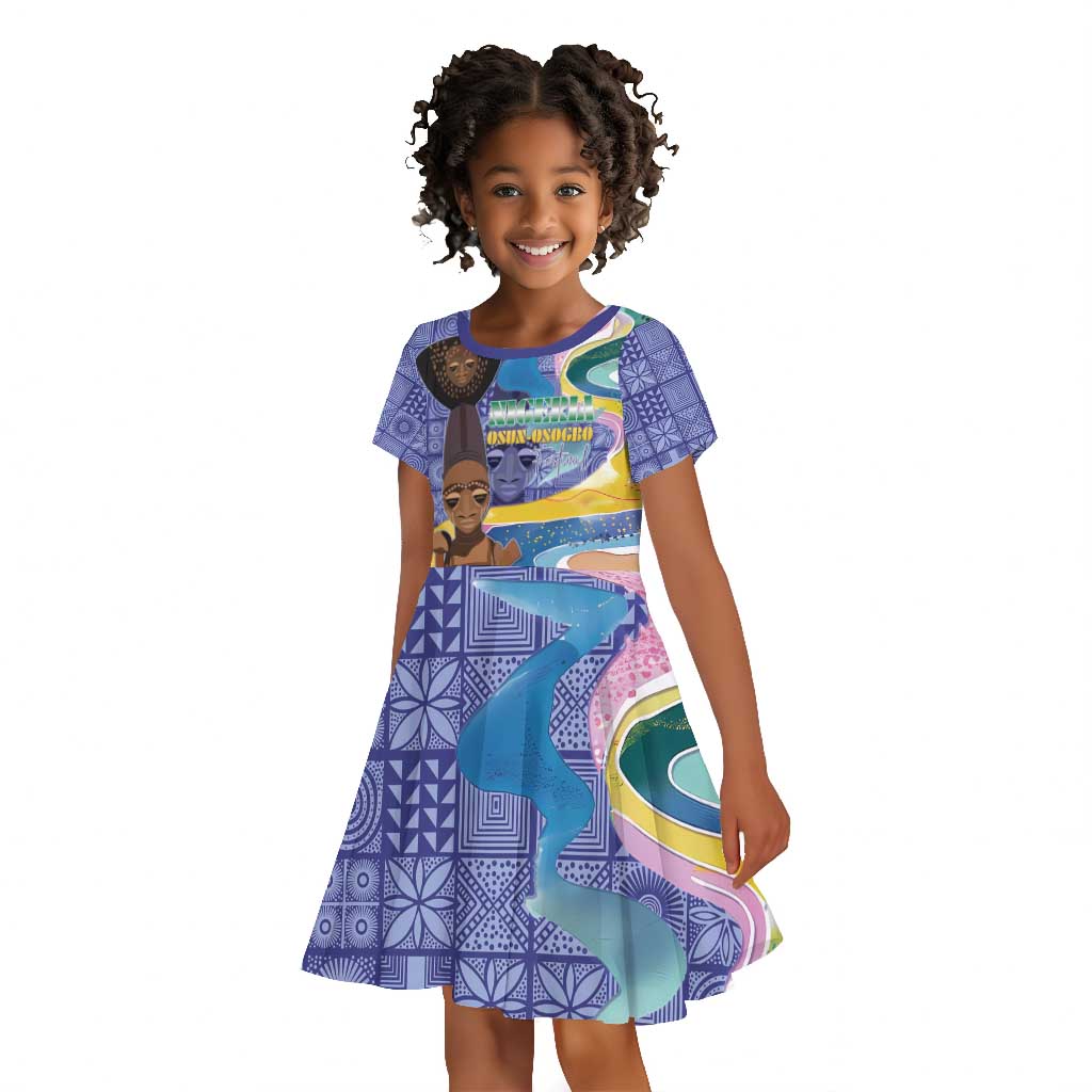 Nigeria Osun-Osogbo Festival Kid Short Sleeve Dress Oshun God - Yoruba Pattern - African Pride