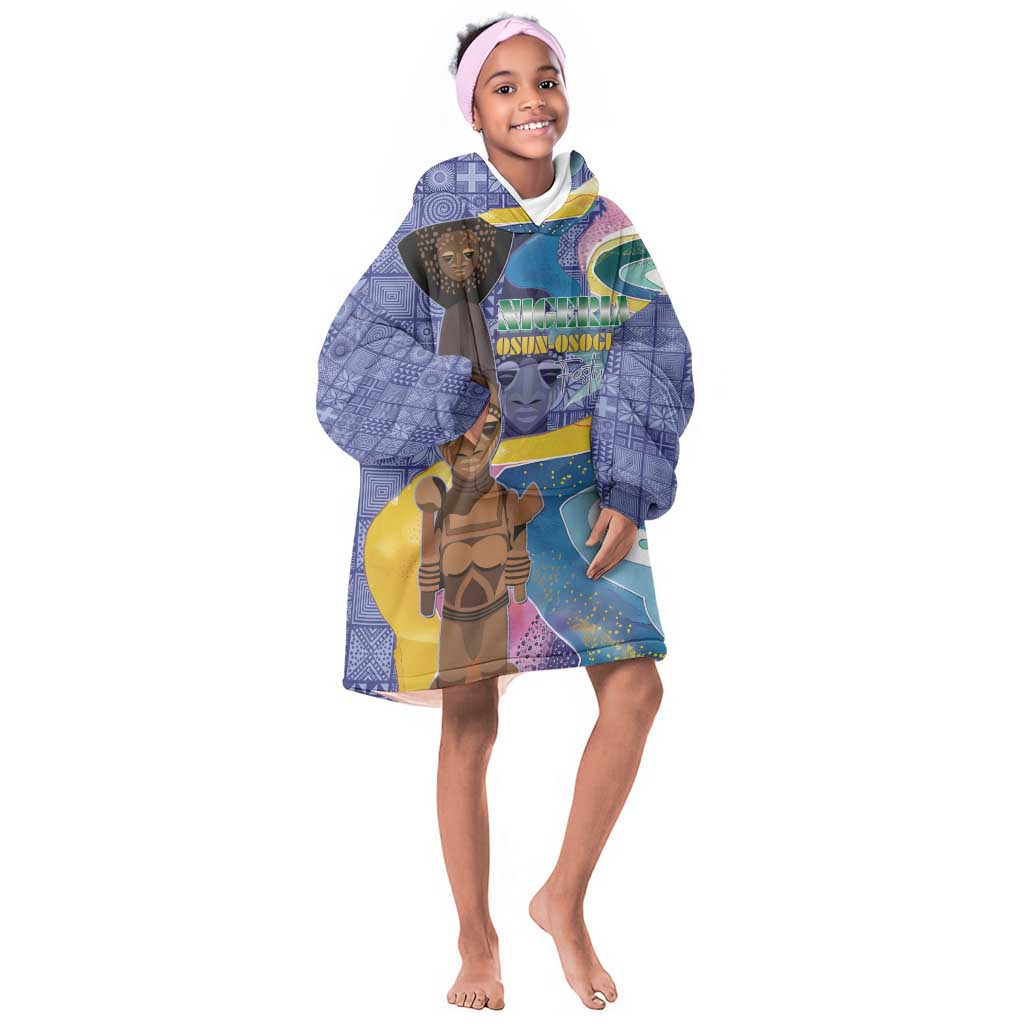 Nigeria Osun-Osogbo Festival Kid Wearable Blanket Hoodie Oshun God - Yoruba Pattern - African Pride