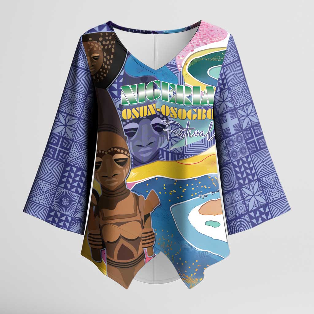 Nigeria Osun-Osogbo Festival Kimono Sleeve Blouse Oshun God - Yoruba Pattern