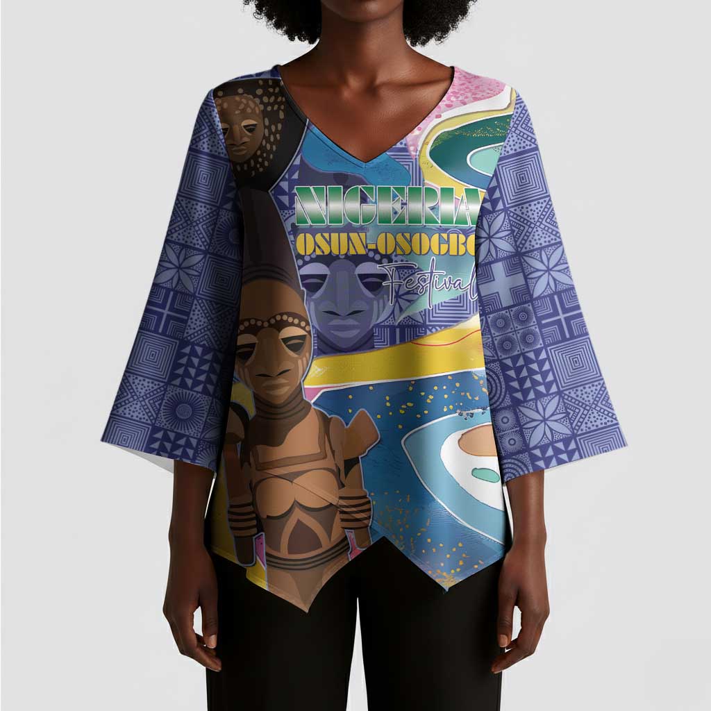 Nigeria Osun-Osogbo Festival Kimono Sleeve Blouse Oshun God - Yoruba Pattern