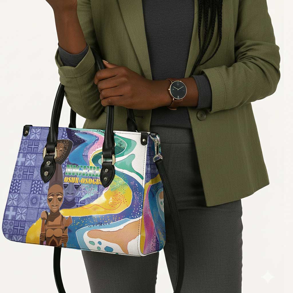 Nigeria Osun-Osogbo Festival Leather Bag Oshun God - Yoruba Pattern
