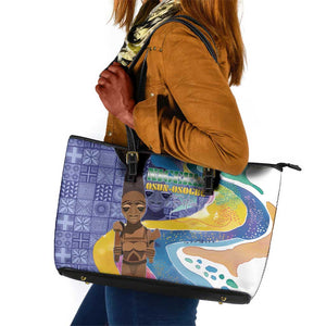 Nigeria Osun-Osogbo Festival Leather Tote Bag Oshun God - Yoruba Pattern - African Pride