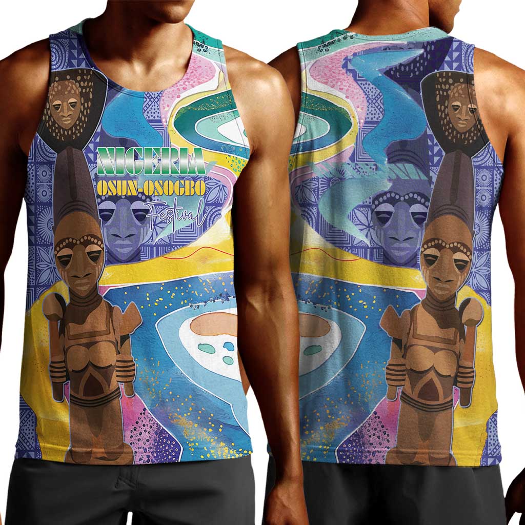 Nigeria Osun-Osogbo Festival Men Tank Top Oshun God - Yoruba Pattern - African Pride