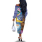 Nigeria Osun-Osogbo Festival Off The Shoulder Long Sleeve Dress Oshun God - Yoruba Pattern - African Pride