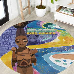 Nigeria Osun-Osogbo Festival Round Carpet Oshun God - Yoruba Pattern - African Pride