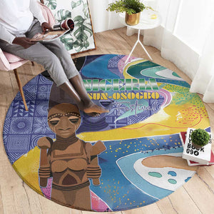 Nigeria Osun-Osogbo Festival Round Carpet Oshun God - Yoruba Pattern - African Pride