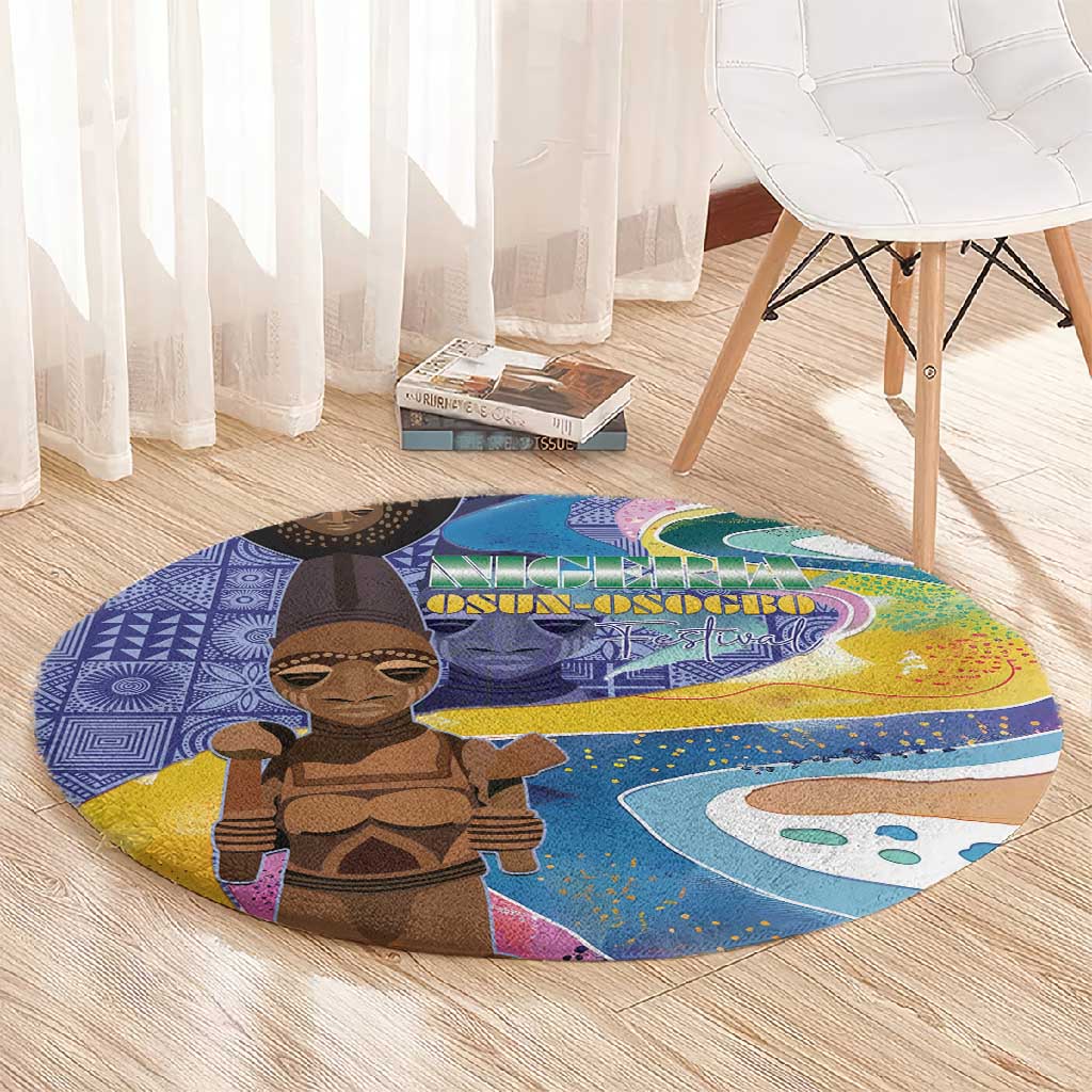 Nigeria Osun-Osogbo Festival Round Carpet Oshun God - Yoruba Pattern - African Pride