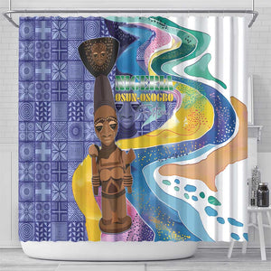 Nigeria Osun-Osogbo Festival Shower Curtain Oshun God - Yoruba Pattern - African Pride