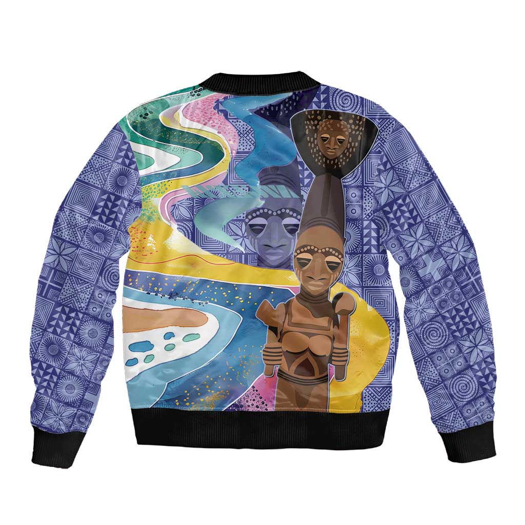 Nigeria Osun-Osogbo Festival Sleeve Zip Bomber Jacket Oshun God - Yoruba Pattern - African Pride