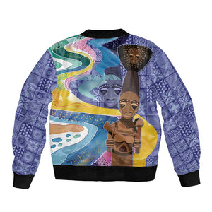 Nigeria Osun-Osogbo Festival Sleeve Zip Bomber Jacket Oshun God - Yoruba Pattern - African Pride