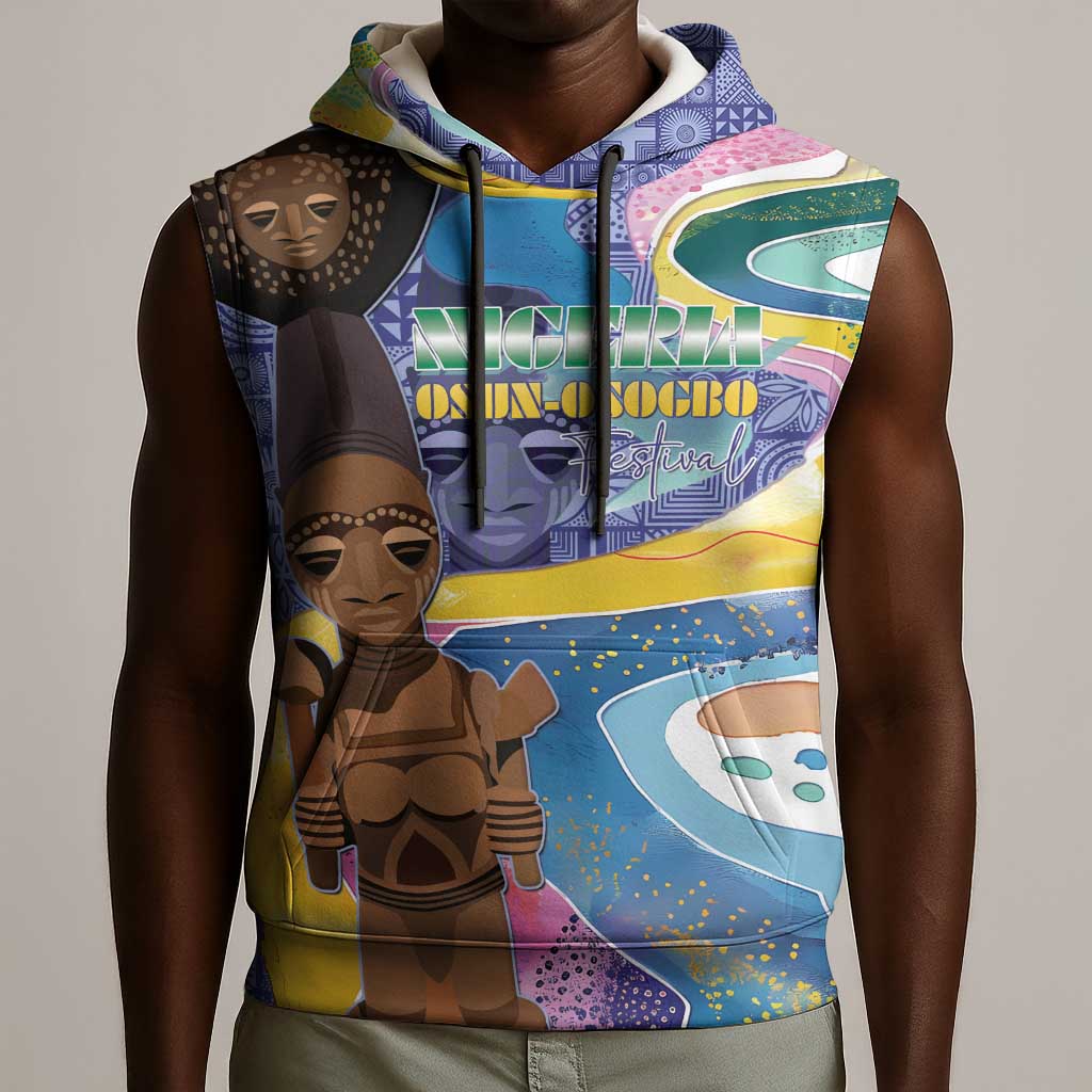 Nigeria Osun-Osogbo Festival Sleeveless Hoodie Oshun God - Yoruba Pattern - African Pride
