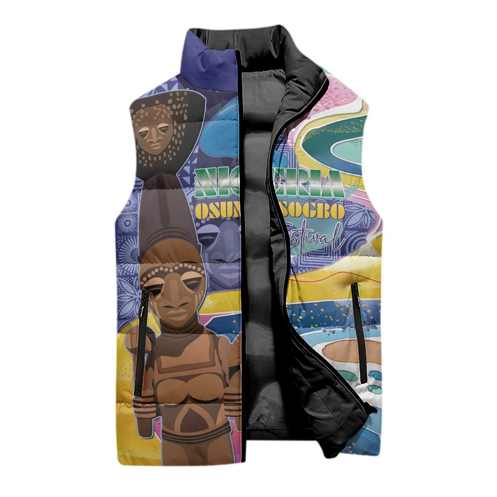Nigeria Osun-Osogbo Festival Sleeveless Puffer Jacket Oshun God - Yoruba Pattern