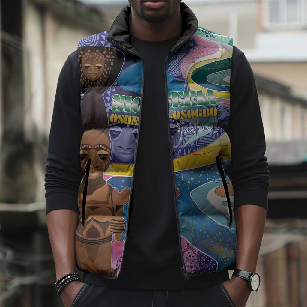 Nigeria Osun-Osogbo Festival Sleeveless Puffer Jacket Oshun God - Yoruba Pattern