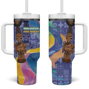 Nigeria Osun-Osogbo Festival Tumbler With Handle Oshun God - Yoruba Pattern - African Pride