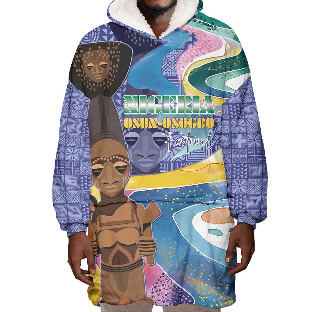 Nigeria Osun-Osogbo Festival Wearable Blanket Hoodie Oshun God - Yoruba Pattern - African Pride