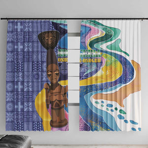 Nigeria Osun-Osogbo Festival Window Curtain Oshun God - Yoruba Pattern - African Pride