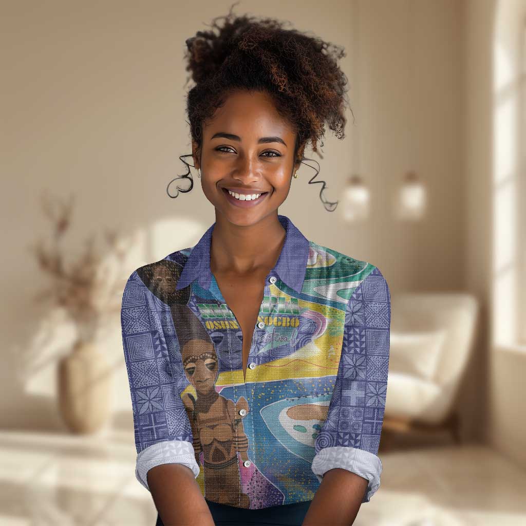 Nigeria Osun-Osogbo Festival Women Casual Shirt Oshun God - Yoruba Pattern - African Pride