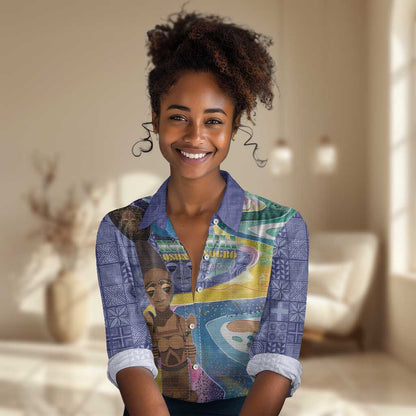 Nigeria Osun-Osogbo Festival Women Casual Shirt Oshun God - Yoruba Pattern - African Pride