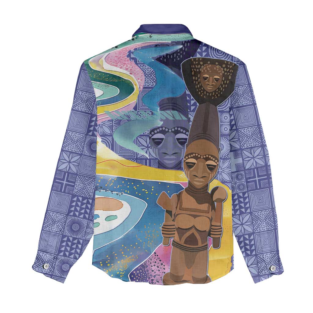 Nigeria Osun-Osogbo Festival Women Casual Shirt Oshun God - Yoruba Pattern - African Pride