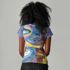 Nigeria Osun-Osogbo Festival Women V-Neck T-Shirt Oshun God - Yoruba Pattern - African Pride