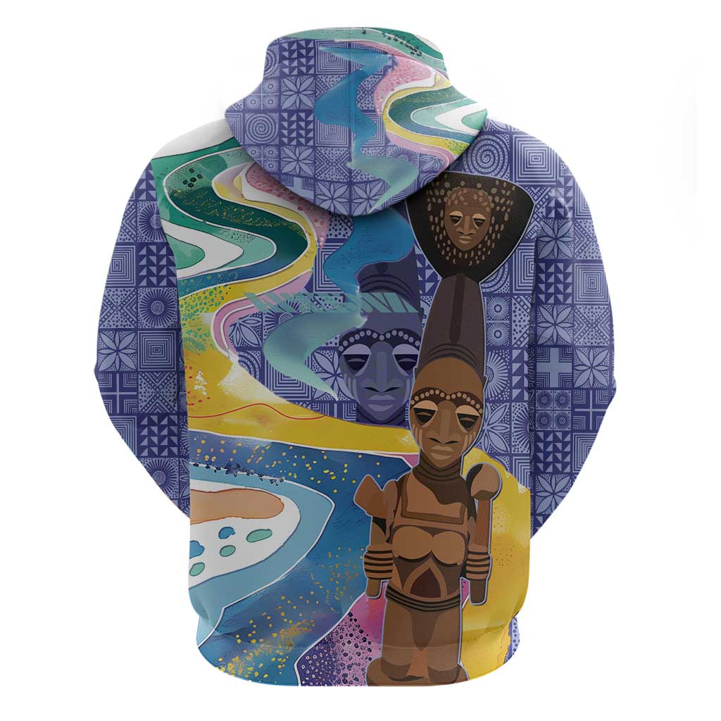 Nigeria Osun-Osogbo Festival Zip Hoodie Oshun God - Yoruba Pattern - African Pride
