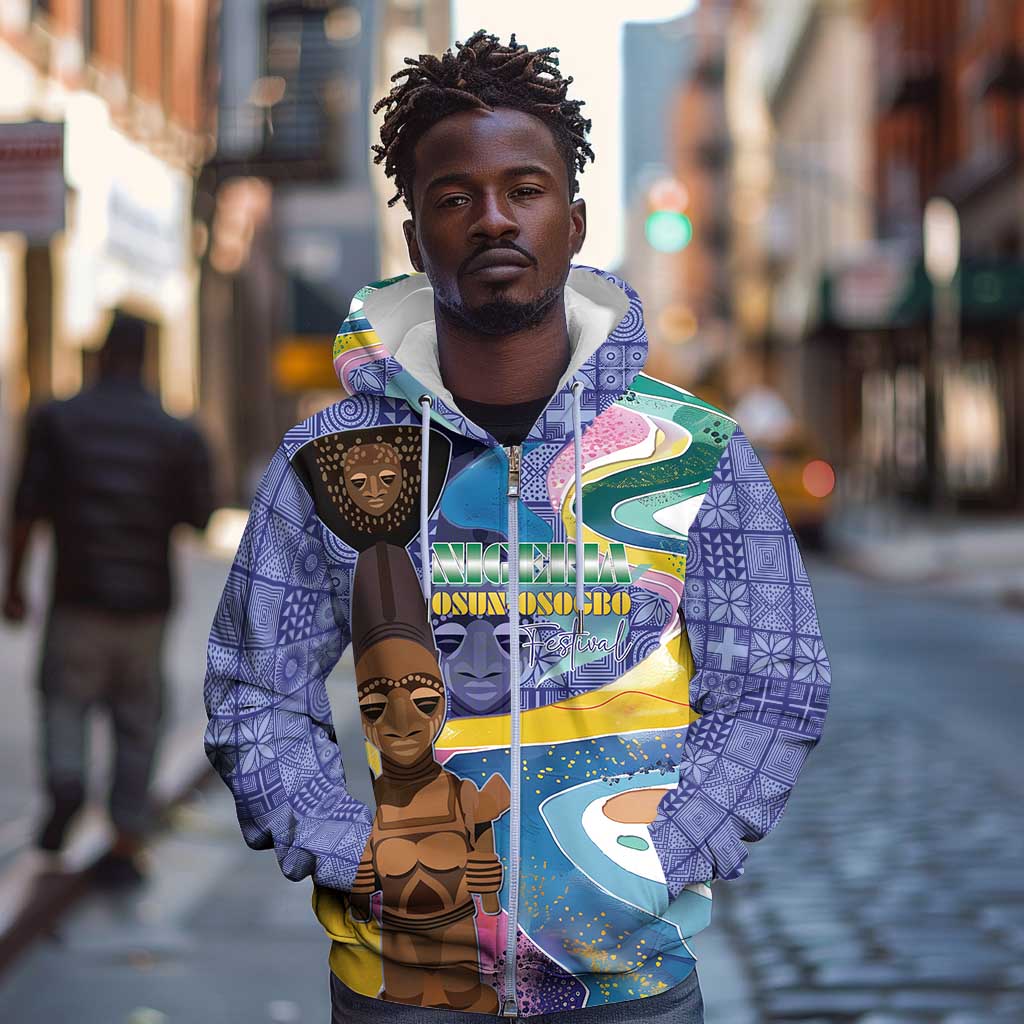 Nigeria Osun-Osogbo Festival Zip Hoodie Oshun God - Yoruba Pattern - African Pride