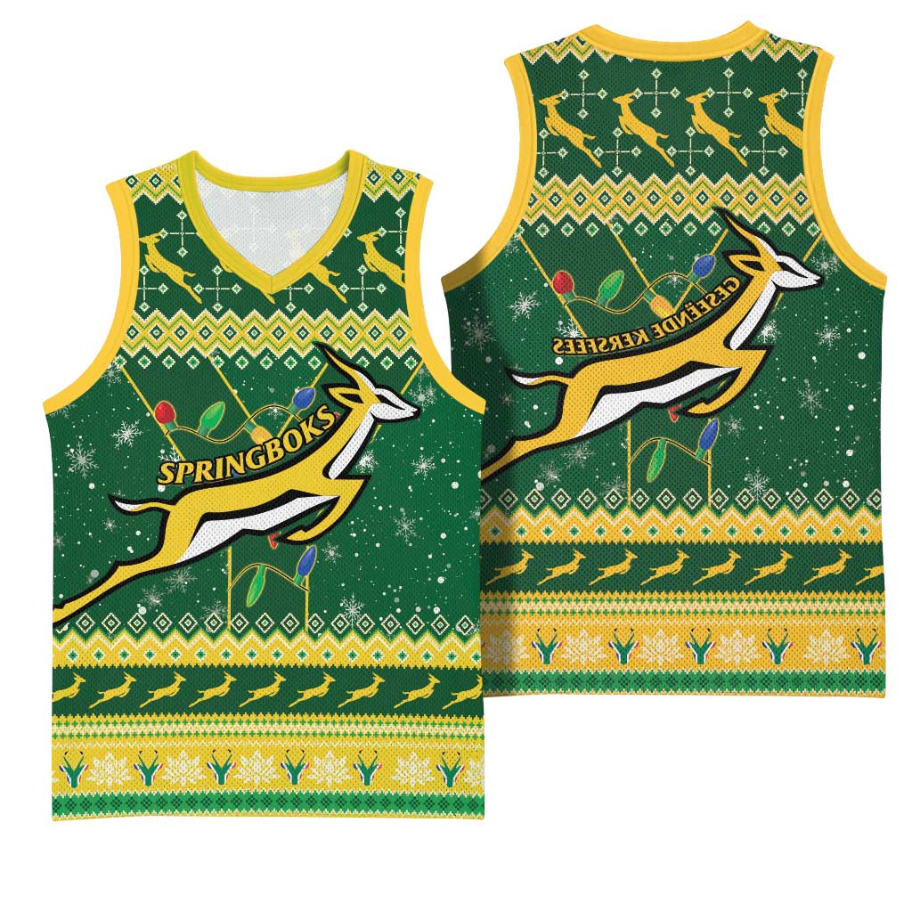South Africa Christmas Rugby Basketball Jersey Springboks Geseende Kersfees - African Pride