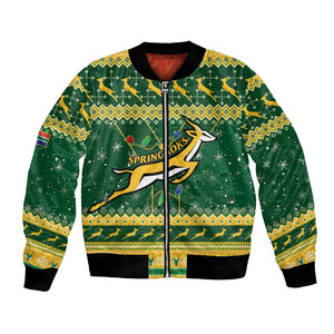 South Africa Christmas Rugby Bomber Jacket Springboks Geseende Kersfees